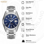 Roamer Searock Automatic Blue Sunray Round Dial Men's Watch - 210665 41 45 20
