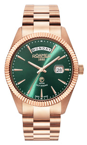 Roamer Primeline Daydate II Mechanical Green Round Dial Men's Watch - 981666 46 75 50