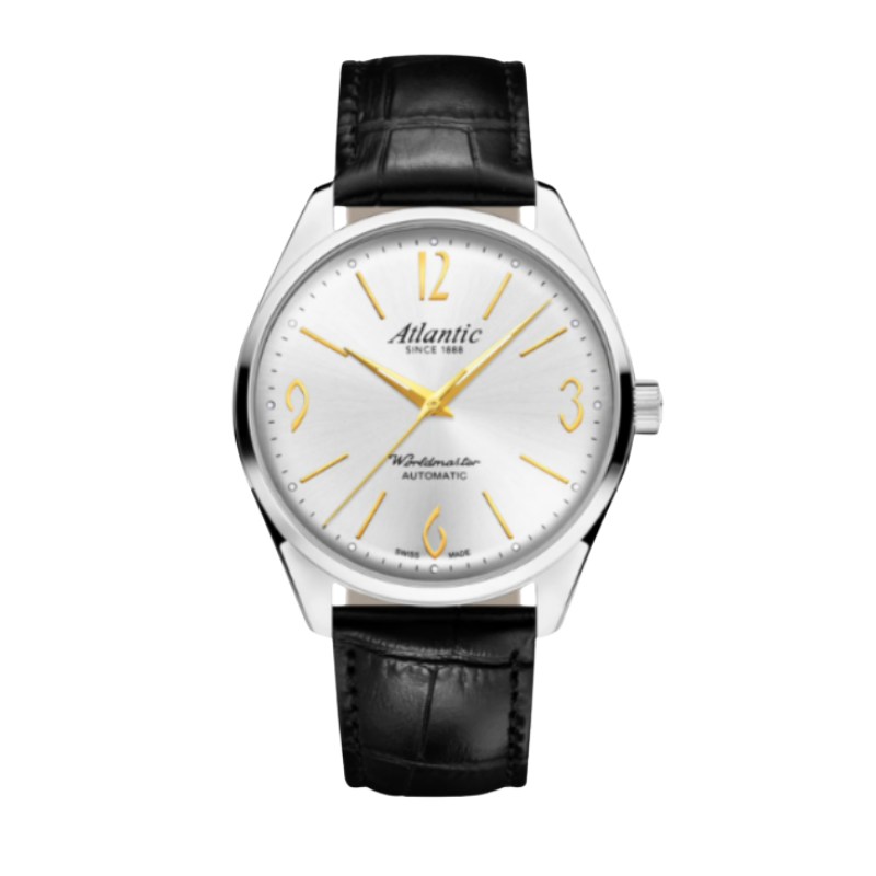 SKU A 60900 RO26 (30) Atlantic Worldmaster Art Déco Automatic | Silver/Leather - Image 1
