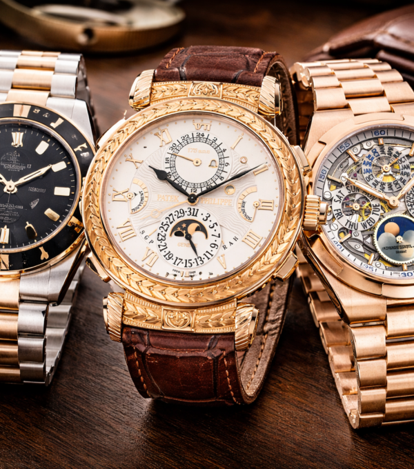 Authentic Swiss luxury watches displayed together for online buyers in India