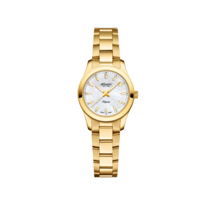 Atlantic Seapair Lady diamond watch with white mother of pearl dial and gold strap