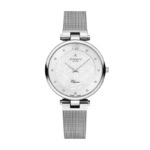 Atlantic Elegance Floral women’s quartz watch with silver dial and stainless steel bracelet