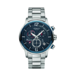Elegant Stainless Steel Quartz Watch with Blue Dial