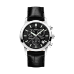 Atlantic Black Dial Quartz Watch for Men with Stainless Steel Bracelet