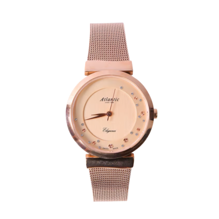 Atlantic Elegance rose gold dial women’s quartz watch with mesh bracelet