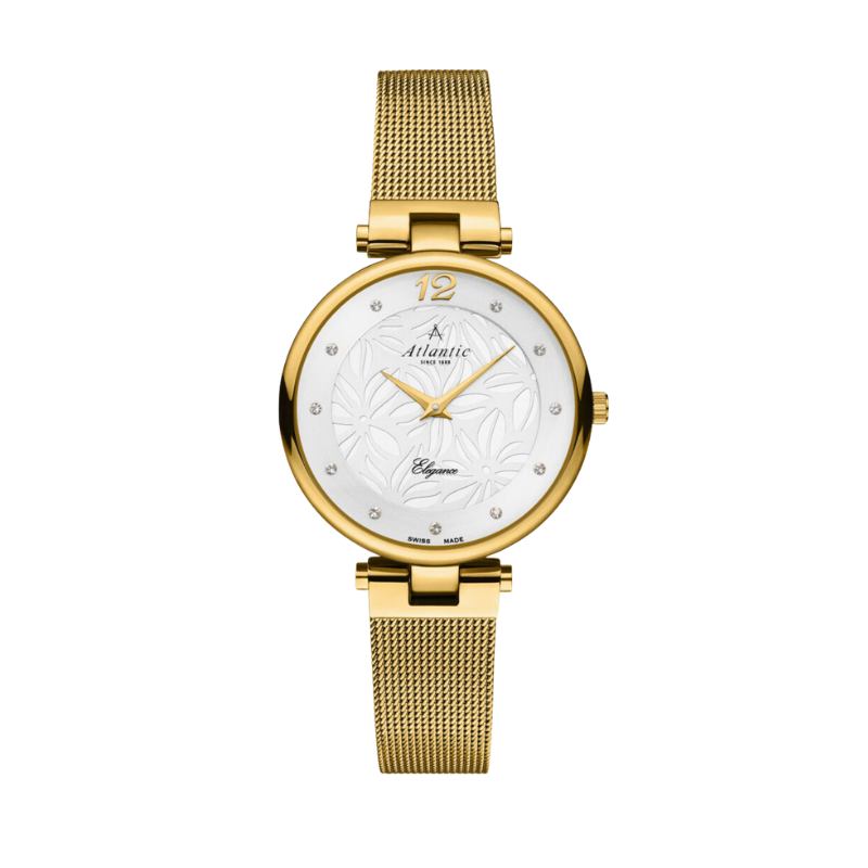 Atlantic women’s watch with mother of pearl dial and gold stainless steel bracelet
