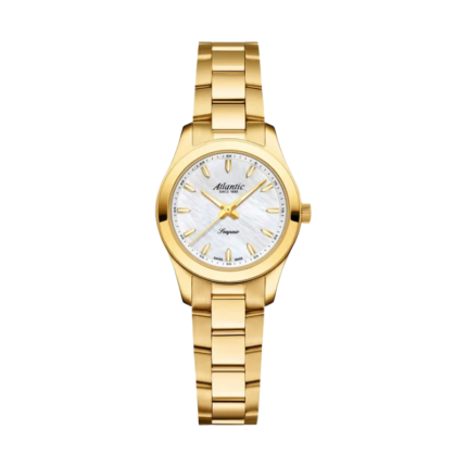 Atlantic Seapair diamond watch with mother of pearl dial and gold stainless steel bracelet
