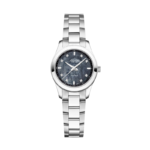 Atlantic stainless steel diamond watch with grey textured dial and metal bracelet